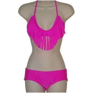 Raisins pink fringe bikini set